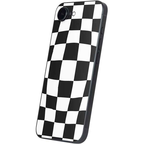 Black and White Zoomed Checkerboard iPhone 16e Skin